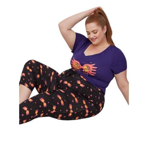 Torrid Plus Size 4X Pajama‎ Pants Harry Potter Sleep Crop Luna Glasses Black 572 - Picture 3 of 15